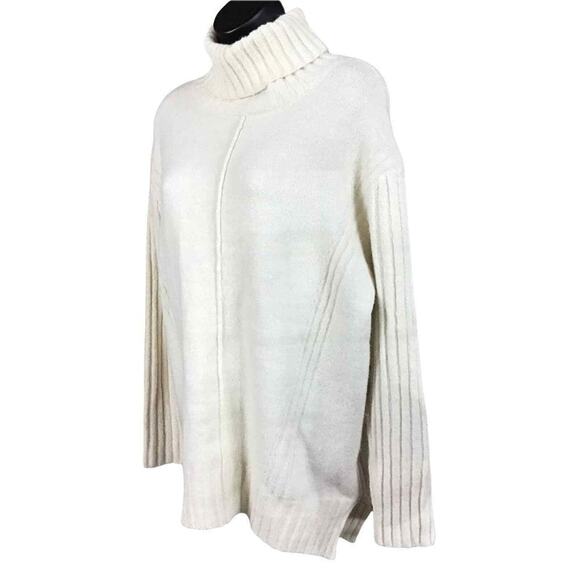 All In Favor Women’s Large Ribbed Turtleneck Sweater Ivory Cream Off White NWT - Picture 1 of 16